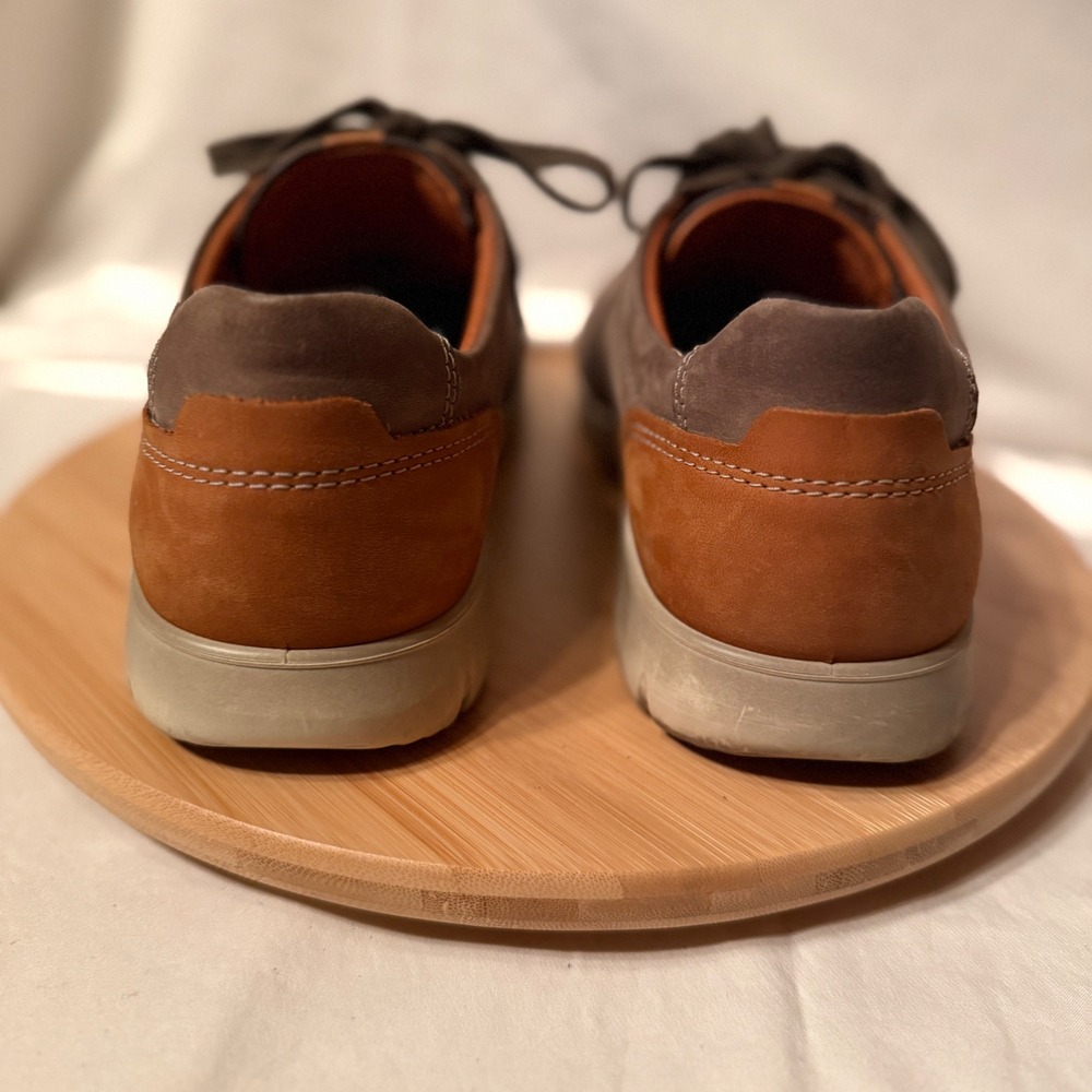 ECCO Mens Kyle Casual Tie Sneakers Brown Nubuck Leather Low Top Shoes Size 44 - Picture 4 of 9